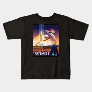 NASA Artemis I Retro Poster Shirt (Front) Kids T-Shirt